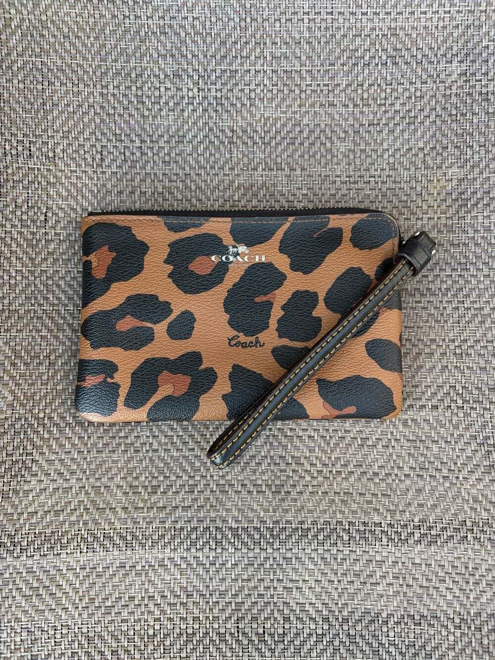 Coach Corner Zip Wristlet ocelot  Leopard Print
